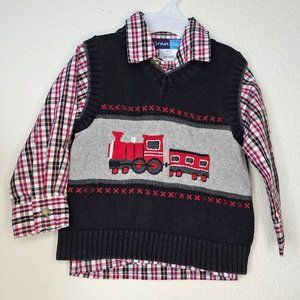 2pc Great Guy Toddler 2T Sweater Vest Checkered Long Sleeved Black Grey Red